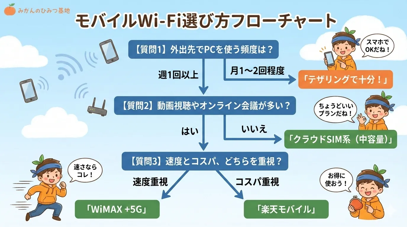 モバイルWi-Fi選びのフローチャート