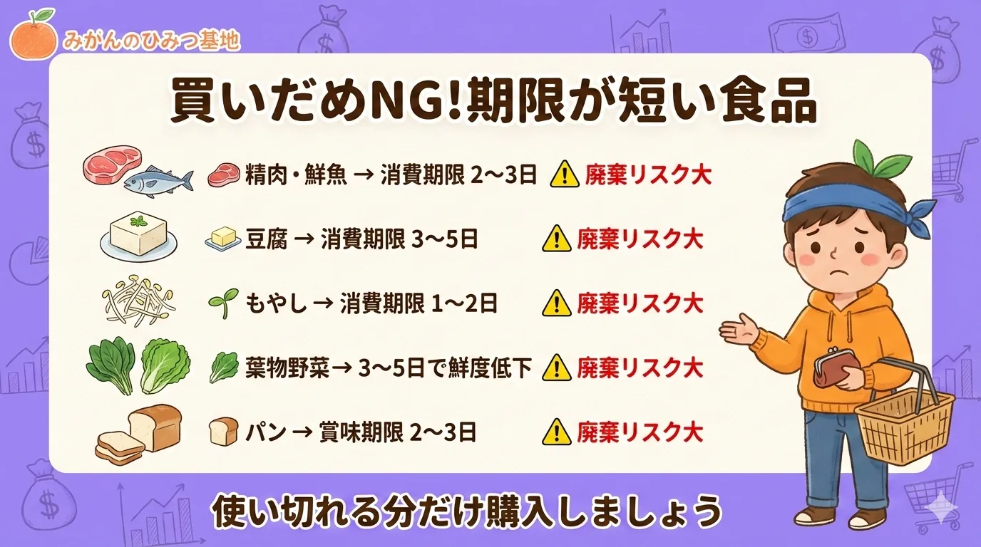 期限が短い食品の例